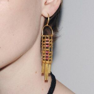 Zara metal beaded earrings NWT